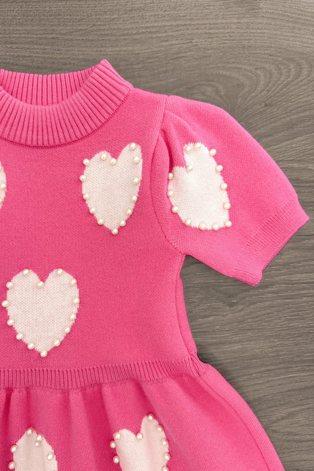Hot Pink Pearl Heart Sweater Dress | Sparkle in Pink
