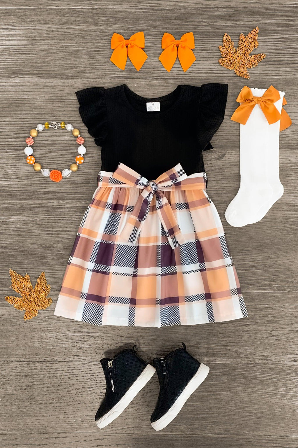 Orange & Purple Plaid Ruffle Dress - Sparkle in Pink