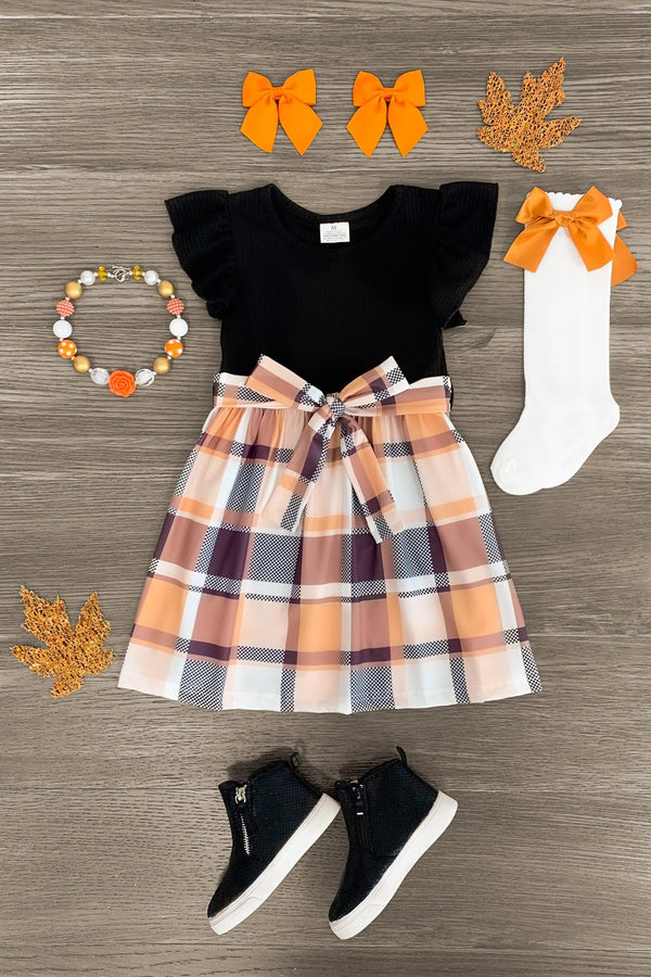 Orange & Purple Plaid Ruffle Dress - Sparkle in Pink