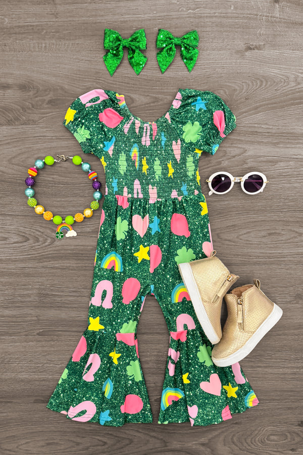 Green Lucky Charm Jumpsuit | Sparkle in Pink