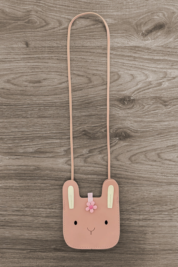 Blush Pleather Bunny Purse - Default Title - Blush pink pleather bunny purse with cream ear details and a small flower embellishment on front.
