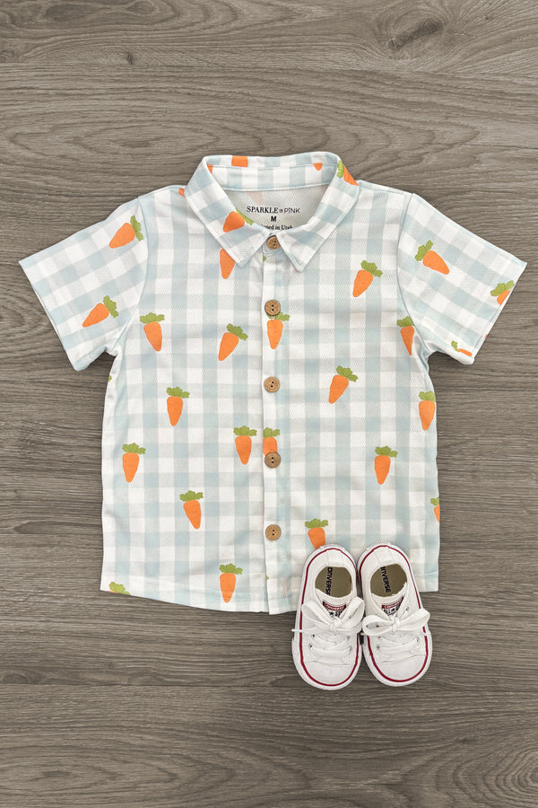Pastel Checkered Carrot Button Down | Sparkle in Pink