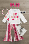 "Be Mine" Pink Sequin Bell Bottom Set | Sparkle in Pink