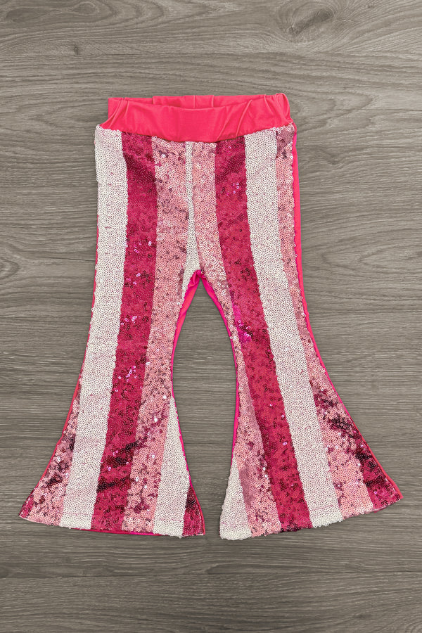 "Be Mine" Pink Sequin Bell Bottom Set | Sparkle in Pink
