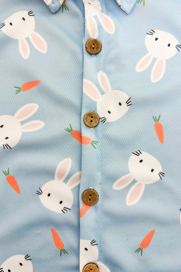 Light Blue Bunny & Carrot Button Down | Sparkle in Pink