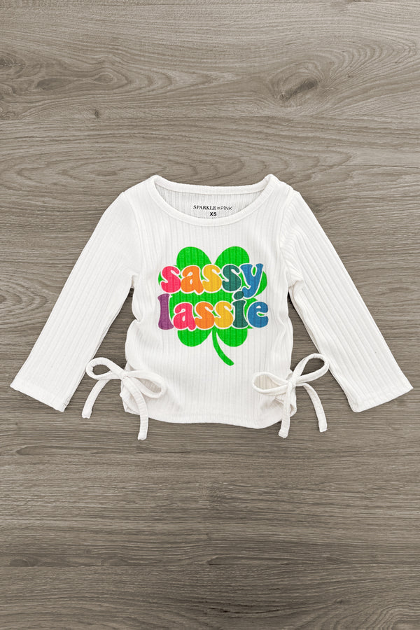"Sassy Lassie" Rainbow Striped Bell Bottom Set | Sparkle in Pink
