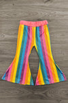 "Sassy Lassie" Rainbow Striped Bell Bottom Set | Sparkle in Pink