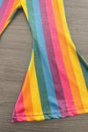 "Sassy Lassie" Rainbow Striped Bell Bottom Set | Sparkle in Pink