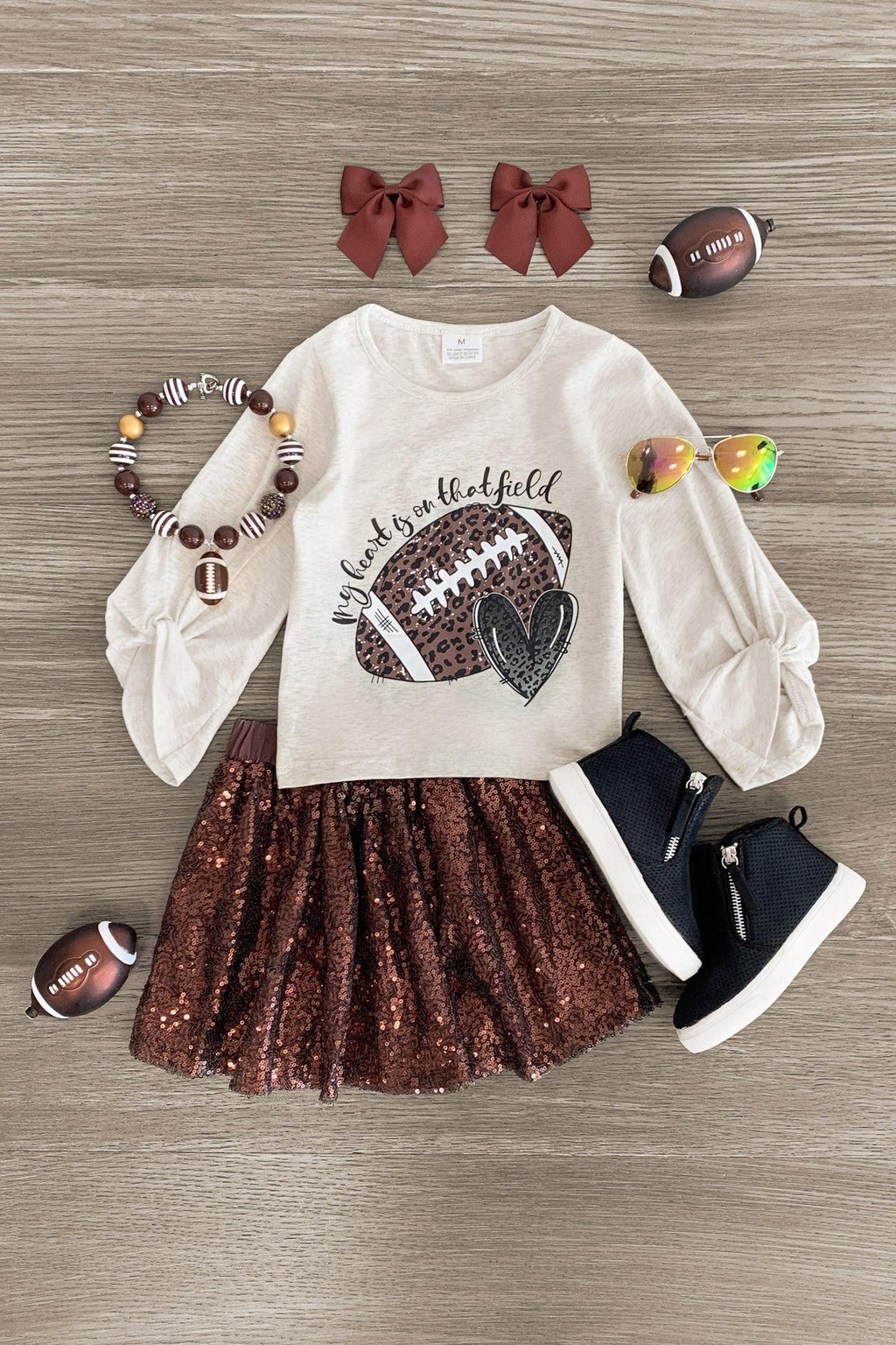 "My Heart Is On That Field" Sequin Skirt Set - Sparkle in Pink