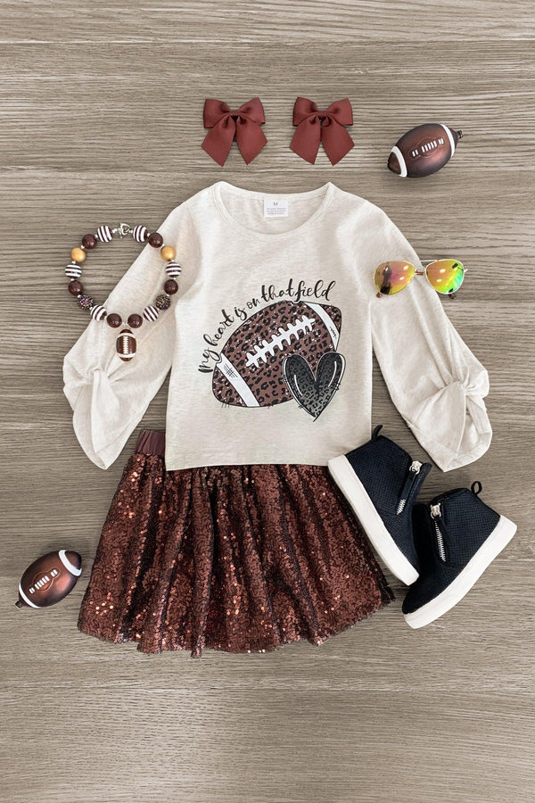 "My Heart Is On That Field" Sequin Skirt Set - Sparkle in Pink