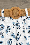 Dusty Blue Floral Skirt Set | Sparkle in Pink