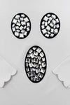 Mom & Me - Rhinestone Ghost Top & Pant Set - CHILD-6-12 Months - Black fabric with three oval clusters of faceted rhinestones creating a sparkling ghostly motif.