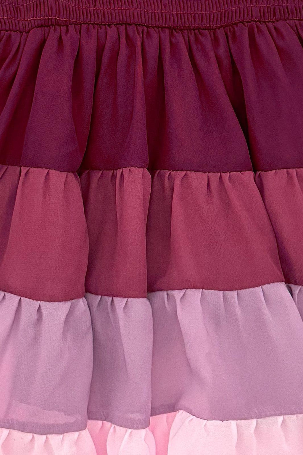 Mom & Me - Purple Ruffle Ombre Dress - CHILD-6-12 Months - Purple ruffle dress with ombre tiers in deep plum, mauve, and lavender fabric layers.