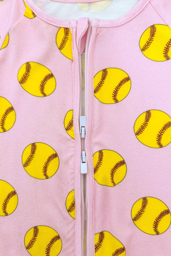 Pink Bamboo Softball Onesie | Sparkle in Pink