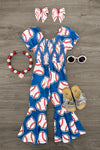 Blue Baseball Heart Jumpsuit | Sparkle in Pink