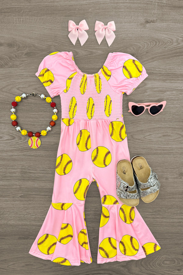 Pink Softball Jumpsuit | Sparkle in Pink
