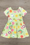 Green Charms Glitter Dress | Sparkle in Pink