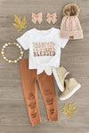 "Thankful, Grateful, Blessed" Brown Legging Set - Sparkle in Pink