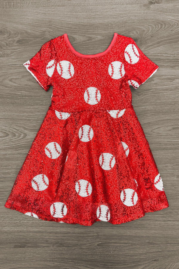 Red Sequin Baseball Dress XXL-7/8 Years
