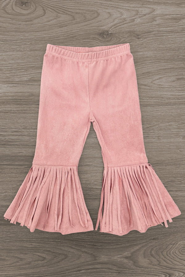 "Let's Go Girls" Bell Bottom Vest Set - 3 Piece - 6-12 Months - Pink corduroy bell bottom pants with wide pleated flare at ankles.