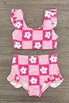 Mom & Me - Pink Checkered Flower Bikini | Sparkle in Pink
