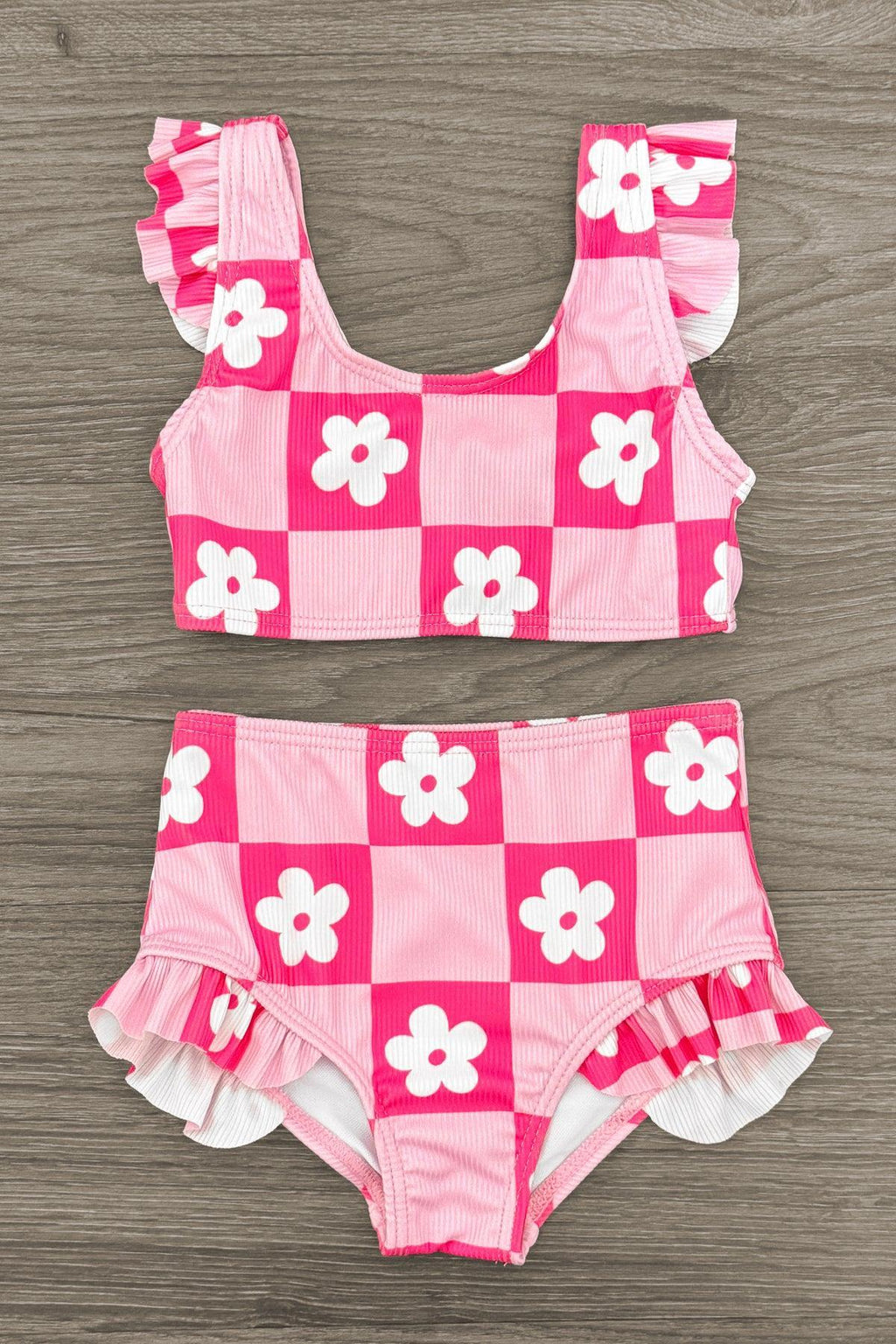 Mom & Me - Pink Checkered Flower Bikini | Sparkle in Pink