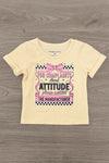 "For Complaints About Attitude.." Denim Pant Set - 6-12 Months - Cream short-sleeve cotton t-shirt with black and purple graphic text reading "For Complaints About Attitude" on front.