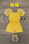 Polka Dot Tulle Puff Sleeve Romper | Sparkle in Pink