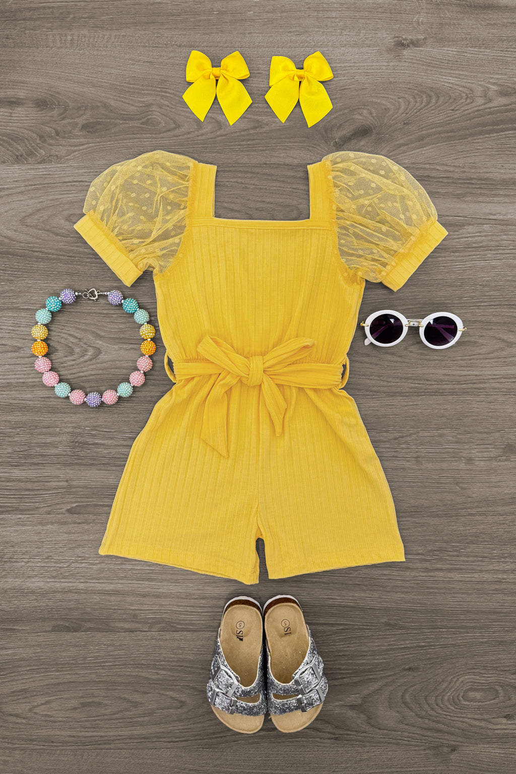 Polka Dot Tulle Puff Sleeve Romper | Sparkle in Pink