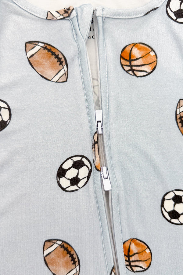 Light Blue Bamboo Ball Onesie | Sparkle in Pink