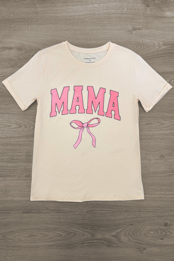 Mom & Me - "Mama & Mini" Cream Bow Top
