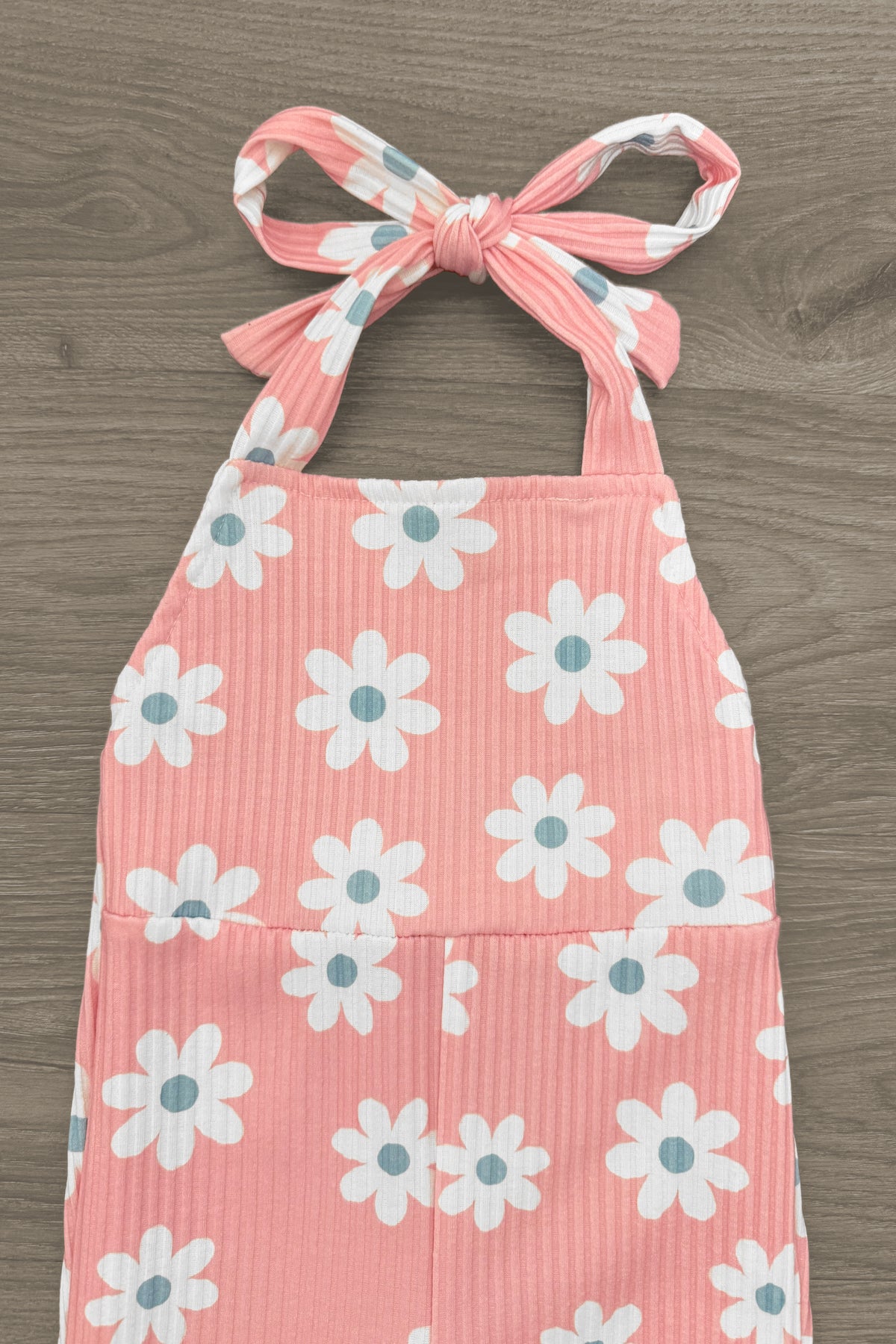 Pink Flower Print Halter Jumpsuit