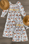 Mom & Me - White Pumpkin Floral Dress - Sparkle in Pink