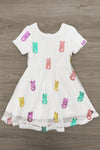 White Sequin Peep Dress | Sparkle in Pink