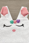 White Sequin Bunny Striped Flare Set | Sparkle in Pink