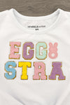 "Eggstra" Pink Sequin Tulle Bell Bottom Set | Sparkle in Pink