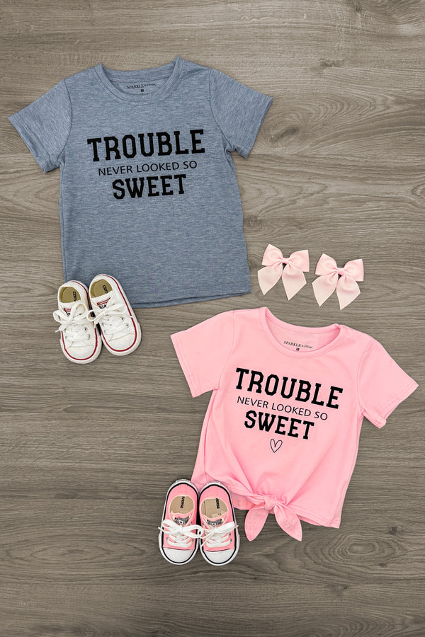 "Trouble Never Looked So Sweet" Top - Boy or Girl | Sparkle in Pink