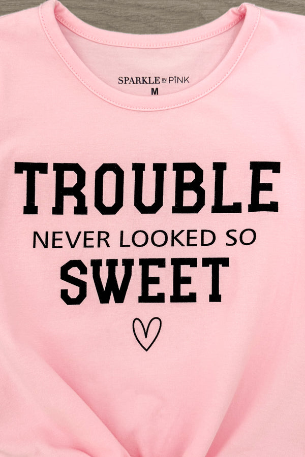 "Trouble Never Looked So Sweet" Top - Boy or Girl | Sparkle in Pink
