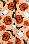 Mom & Me - Halloween Waffle Knit Pajamas - CHILD-6-12 Months - Orange waffle-knit fabric with Halloween-themed prints of jack-o'-lanterns, white ghosts, black bats, candy corn, and orange