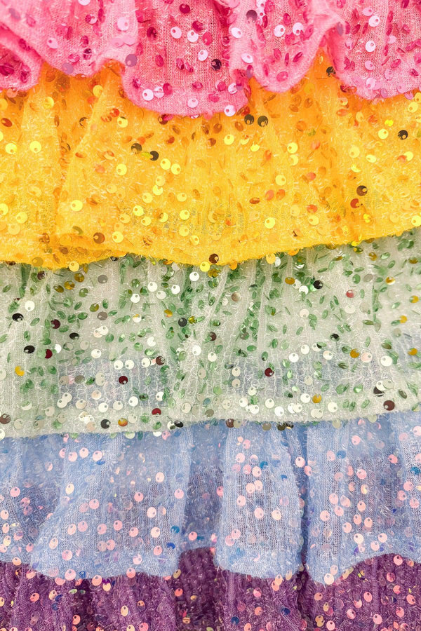 Mom & Me - Rainbow Sequin Ruffle Dress | Sparkle in Pink