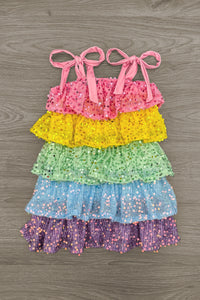 Mom & Me - Rainbow Sequin Ruffle Dress