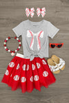 Red Sequin Baseball Tutu Skirt Set | Sparkle in Pink