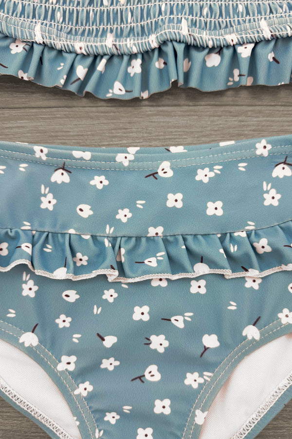 Mom & Me - Blue Ruffle Floral Bikini | Sparkle in Pink
