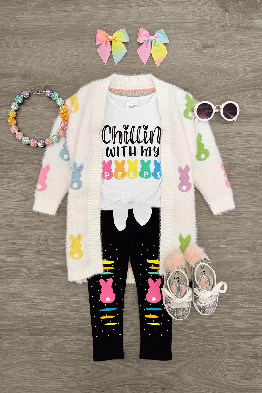 "Chillin' With My Peeps" Legging Set | Sparkle in Pink