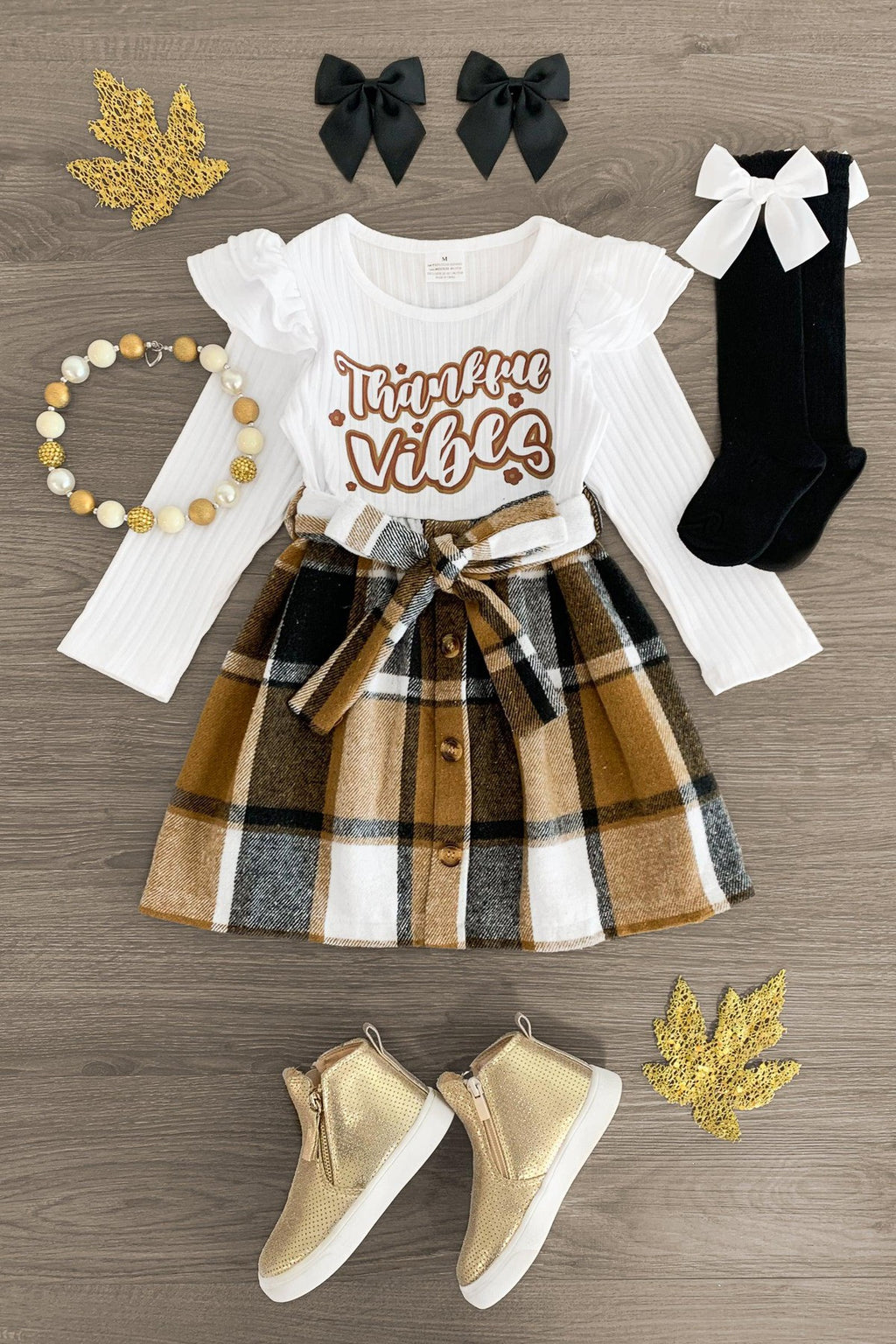 "Thankful Vibes" Brown Plaid Flannel Dress - Sparkle in Pink