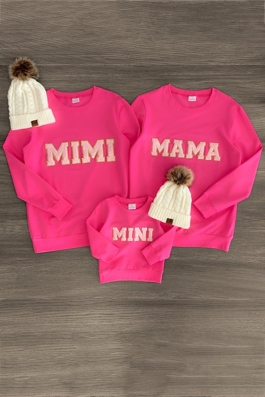 Mom & Me - "Mimi, Mama & Mini" Pink Chenille Patch Top - Sparkle in Pink
