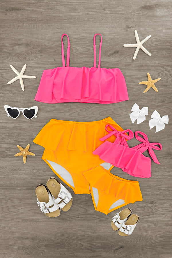 Mom & Me - Sunkissed Sorbet Ruffle Bikini | Sparkle in Pink