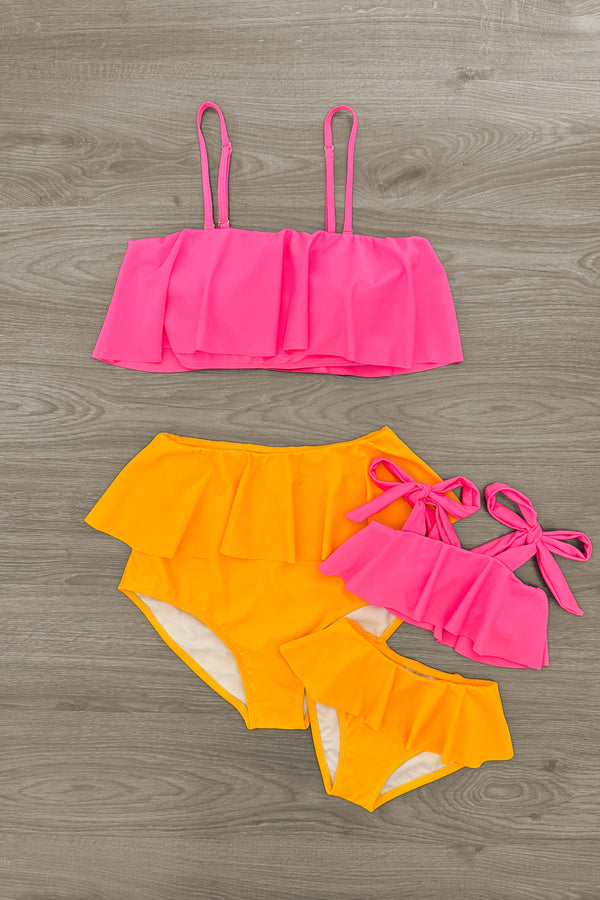 Mom & Me - Sunkissed Sorbet Ruffle Bikini | Sparkle in Pink
