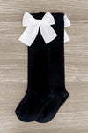 Knee High Silk Bow Socks - Sparkle in Pink