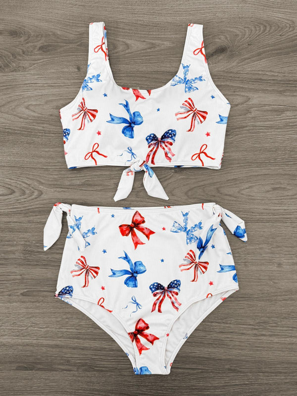 Mom & Me - Red White & Blue Bow Bikini | Sparkle in Pink